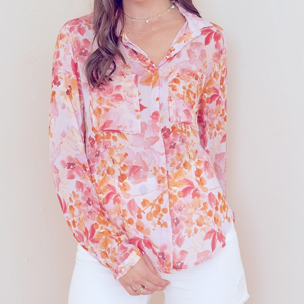 Bella Dahl Hipster Shirt Fiesta Floral Like New